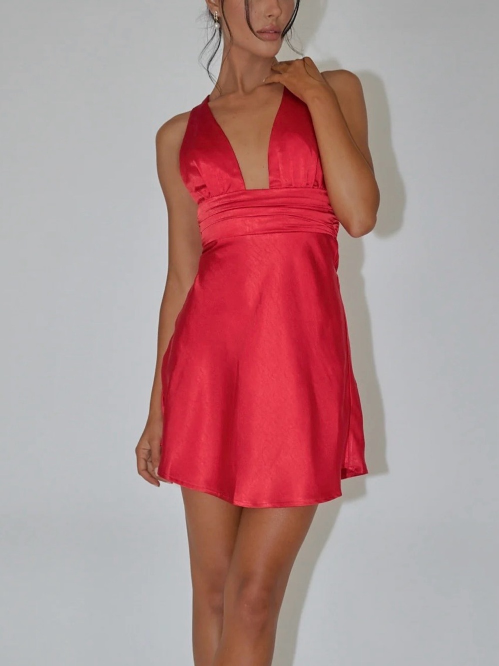 Selfie Leslie Mad About You Criss-Cross Back Mini Dress - Fire Red